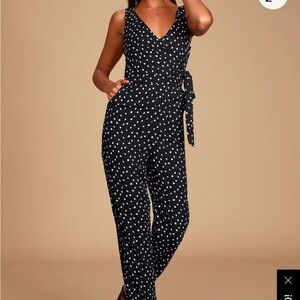 Lulus Aislinn Black Polka Dot Sleeveless Jumpsuit